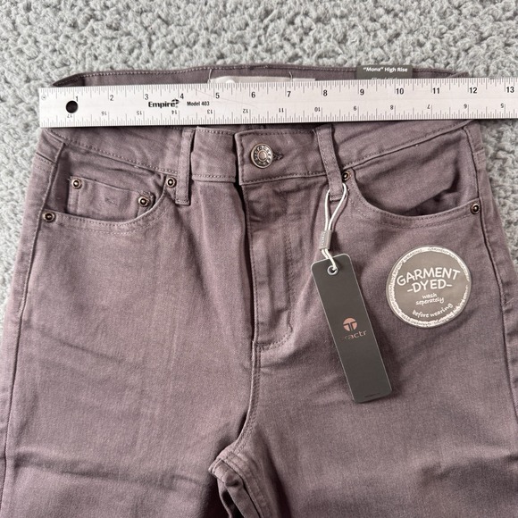 TRACTR MONA Gray Eiffel Tower High Rise Stretch‎ Cut Off Crop Jeans Sz 0/25 NWT - Picture 5 of 11